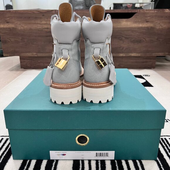 Women's Buscemi St Moritz Light Blue Nabuk Canvas Site Hiking Lace Up Boots - Picture 4 of 9